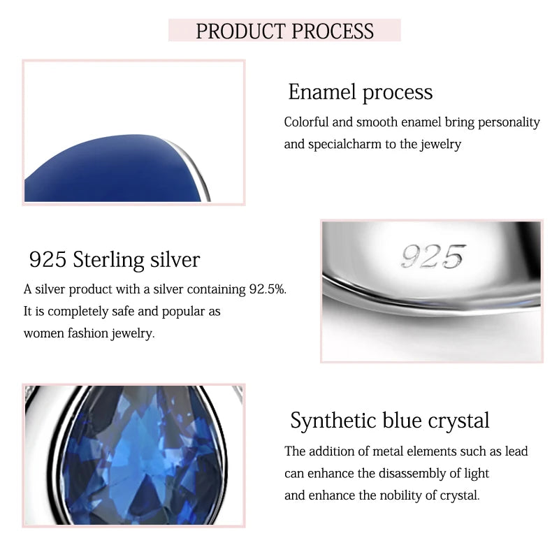 LAYA Blue Sapphire Ring For Men Women Retro Shinning Zircon Synthetic Crystal 925 Sterling Silver Classic Original Jewelry