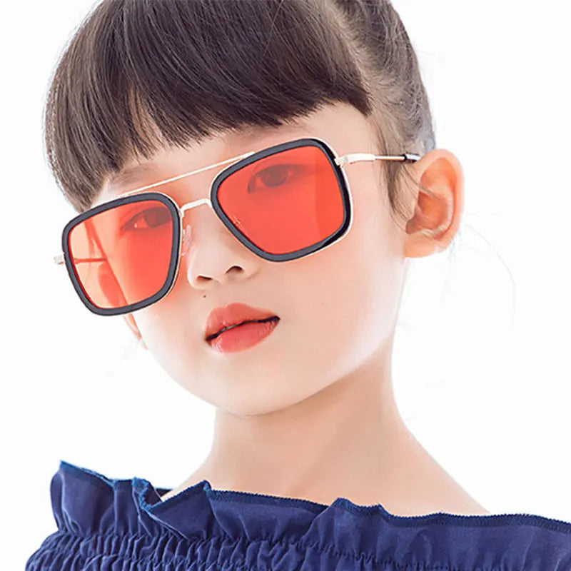 Sun Glasses Steampunk For Kid Boys Metallic Frame Sunglasses Popular Fashionable Sunglasses hip hop Sunglasses For Children