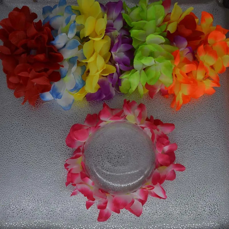 1pcs Women Girl LED Hawaii Hawaiian Lei Headband Glow Light Up Bridesmaids Bridal Flower Crown Wreath Birthday Wedding Party