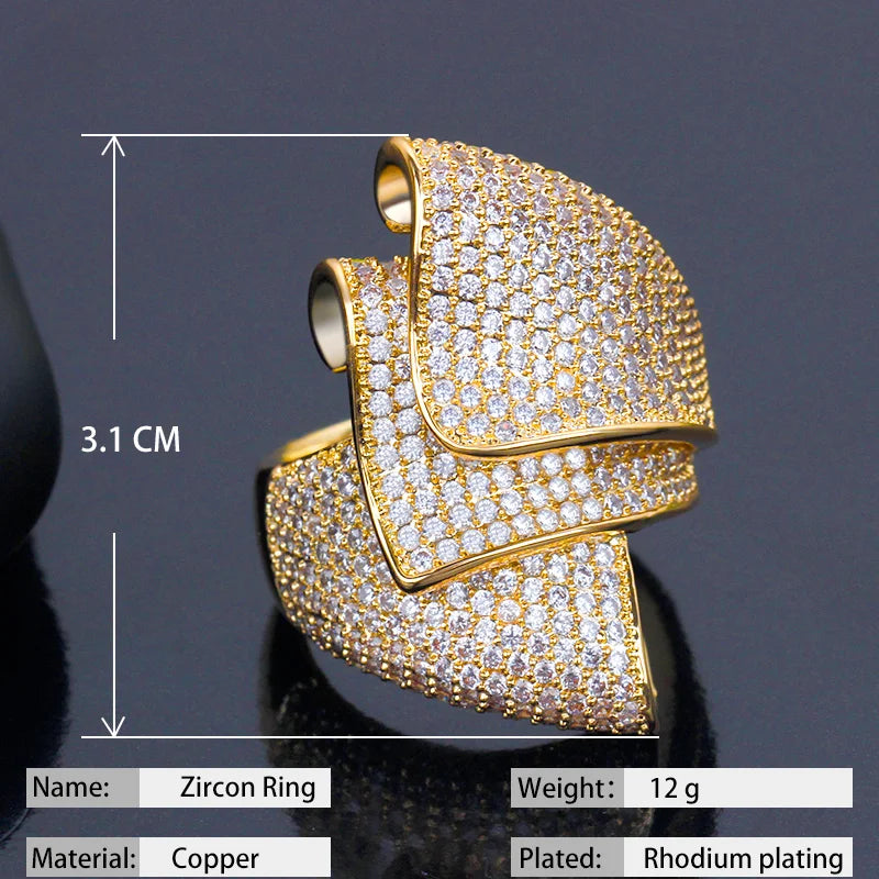 Bride Talk Big Ring Luxury Conch Design Zirconia Stones 2021 Women Wedding Party Jewelry High Quality Jewellery Accessories