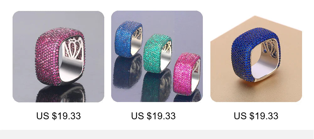 BrideTalk Luxury Corssover Chic Bold Statement Rings with Zirconia Stones 2020 Women Engagement Party Jewelry High Quality