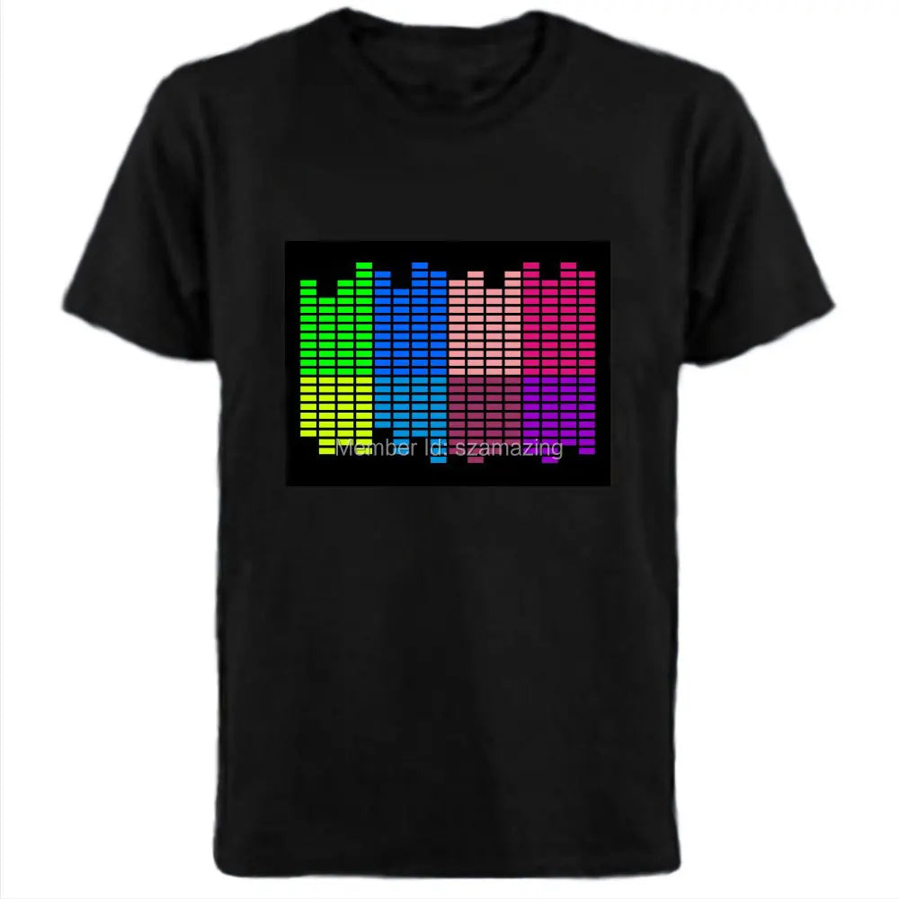 Popular Sound Active Equalizer El T-shirt Equalizer Light Up Down Led Tshirt Flashing Music Activated Led T Shirts Men Women Tee