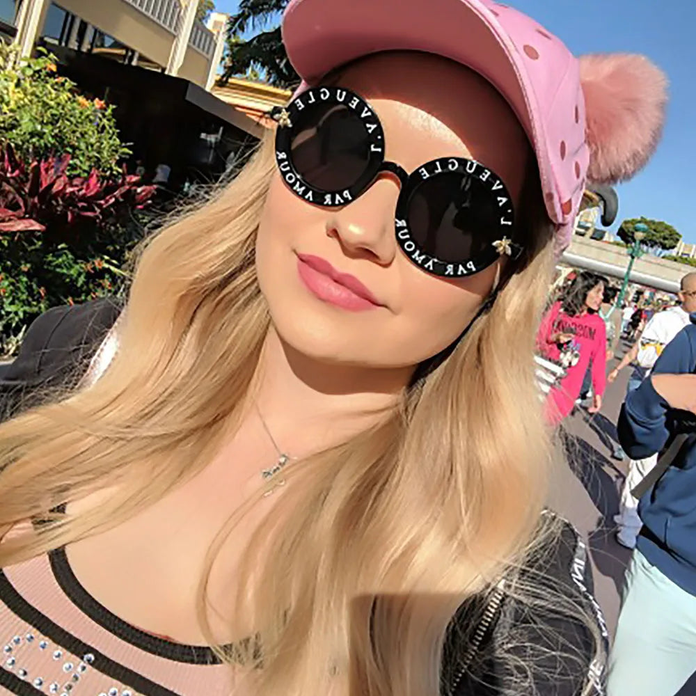 Fashion Unisex Round Retro Sunglasses Women Vintage Glasses Circle Classic Bee Letter Sun Glasses Men Shades Visor Oculos Top