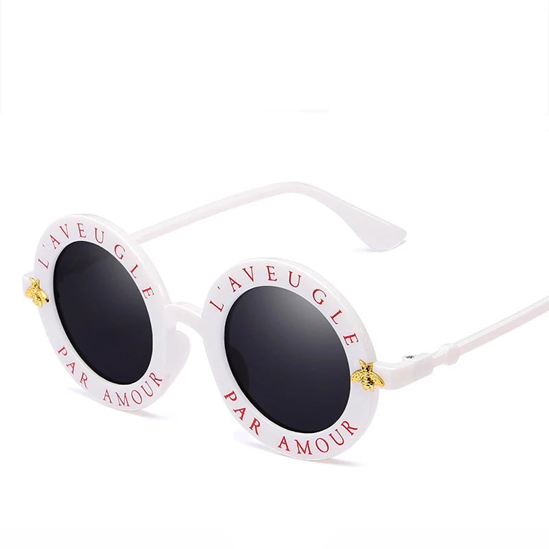 Fashion Unisex Round Retro Sunglasses Women Vintage Glasses Circle Classic Bee Letter Sun Glasses Men Shades Visor Oculos Top