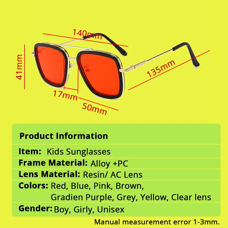 Sun Glasses Steampunk For Kid Boys Metallic Frame Sunglasses Popular Fashionable Sunglasses hip hop Sunglasses For Children