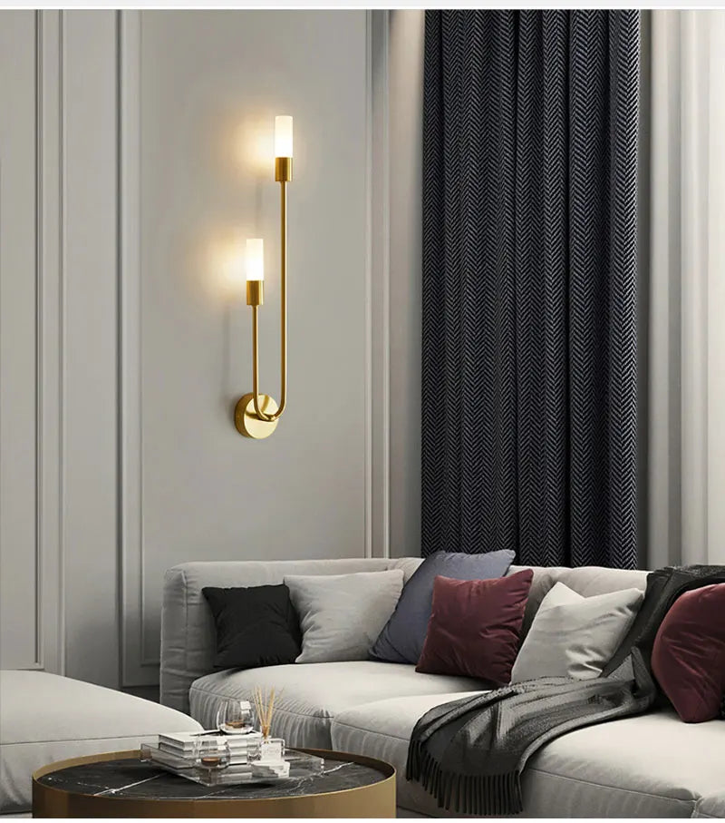 Hot Sale LED Wall Lamp Nordic Brass Wall Lamp Bedroom Bedside Reading Corridor Aisle Home Interior Decoration Lighting