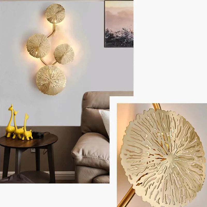 Nordic Modern Minimalist Hardware Lotus Leaf Wall Lamp Bedroom Living Room Study Lighting