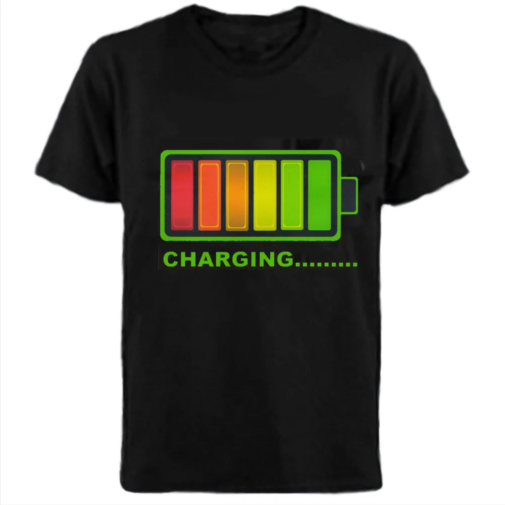 Popular Sound Active Equalizer El T-shirt Equalizer Light Up Down Led Tshirt Flashing Music Activated Led T Shirts Men Women Tee