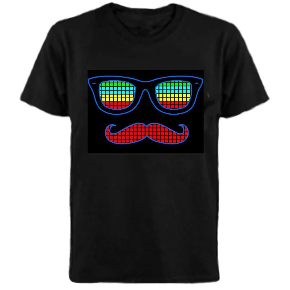 Popular Sound Active Equalizer El T-shirt Equalizer Light Up Down Led Tshirt Flashing Music Activated Led T Shirts Men Women Tee