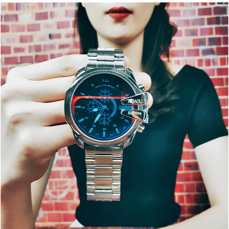 Top Brand Chronograph Watches Men Large Dial Multifunction Military Quartz Business Creative Sports Wristwatch Relogio Masculino