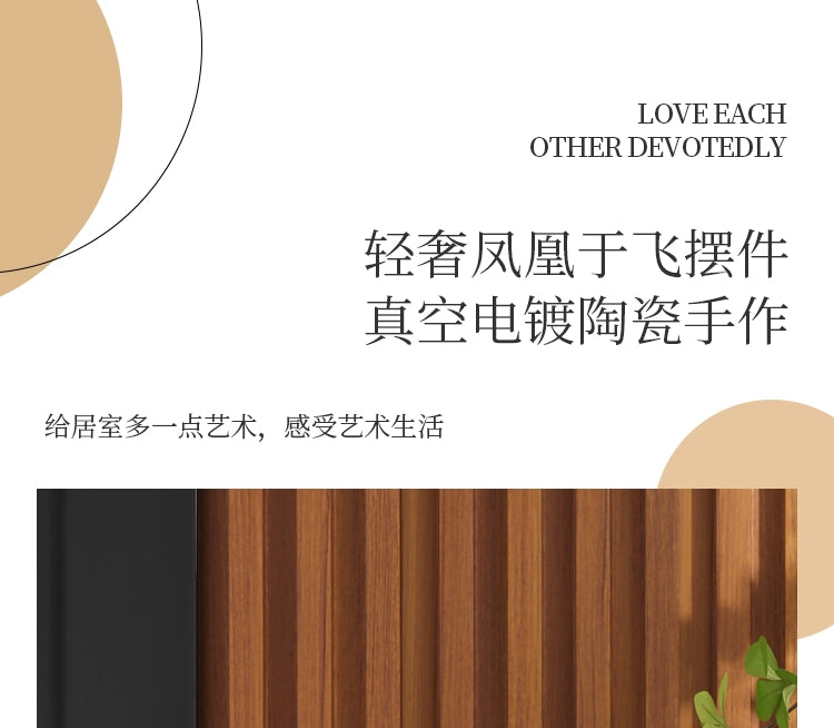 2-piece set of European high-end ceramic art phoenix ornaments, light luxury creative home, living room, TV, wine cabinet, decor