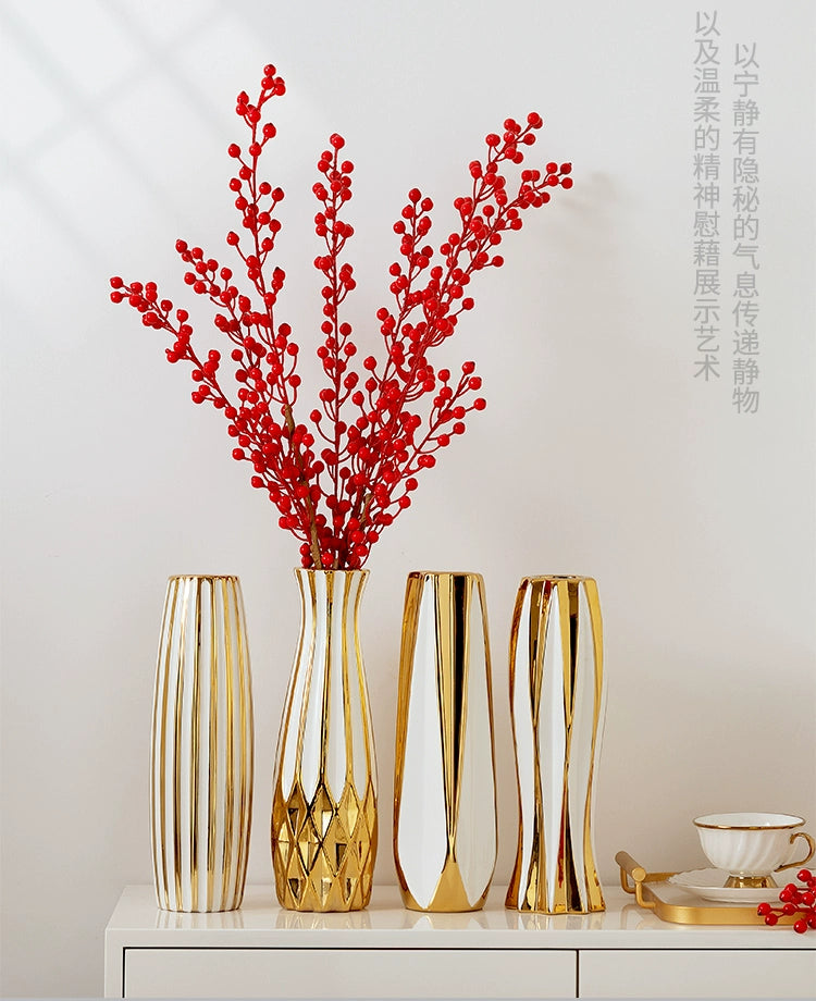 30cm Water Gold Luxury Ceramic Vase for Home Living Room Luxury Decoration Study Entrance