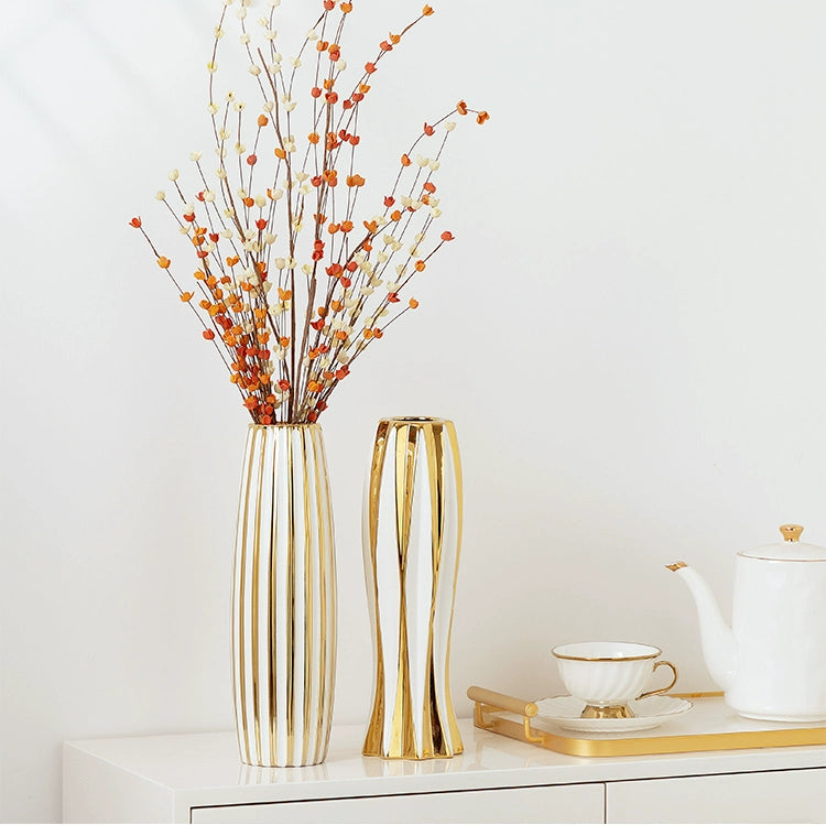 30cm Water Gold Luxury Ceramic Vase for Home Living Room Luxury Decoration Study Entrance