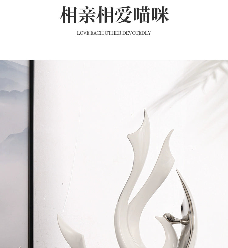 2-piece set of European high-end ceramic art phoenix ornaments, light luxury creative home, living room, TV, wine cabinet, decor