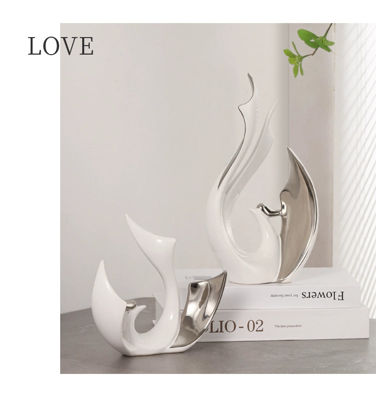 2-piece set of European high-end ceramic art phoenix ornaments, light luxury creative home, living room, TV, wine cabinet, decor