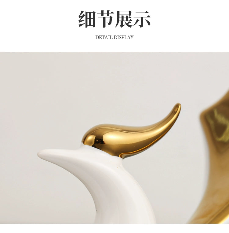 2-piece set of European high-end ceramic art phoenix ornaments, light luxury creative home, living room, TV, wine cabinet, decor