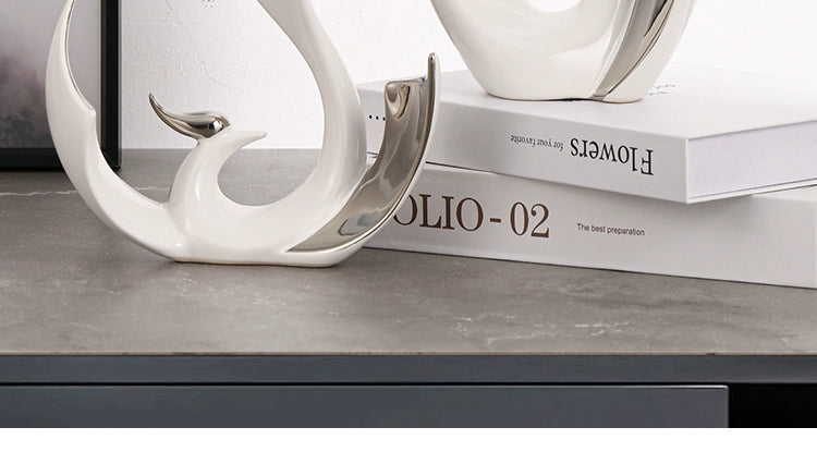 2-piece set of European high-end ceramic art phoenix ornaments, light luxury creative home, living room, TV, wine cabinet, decor