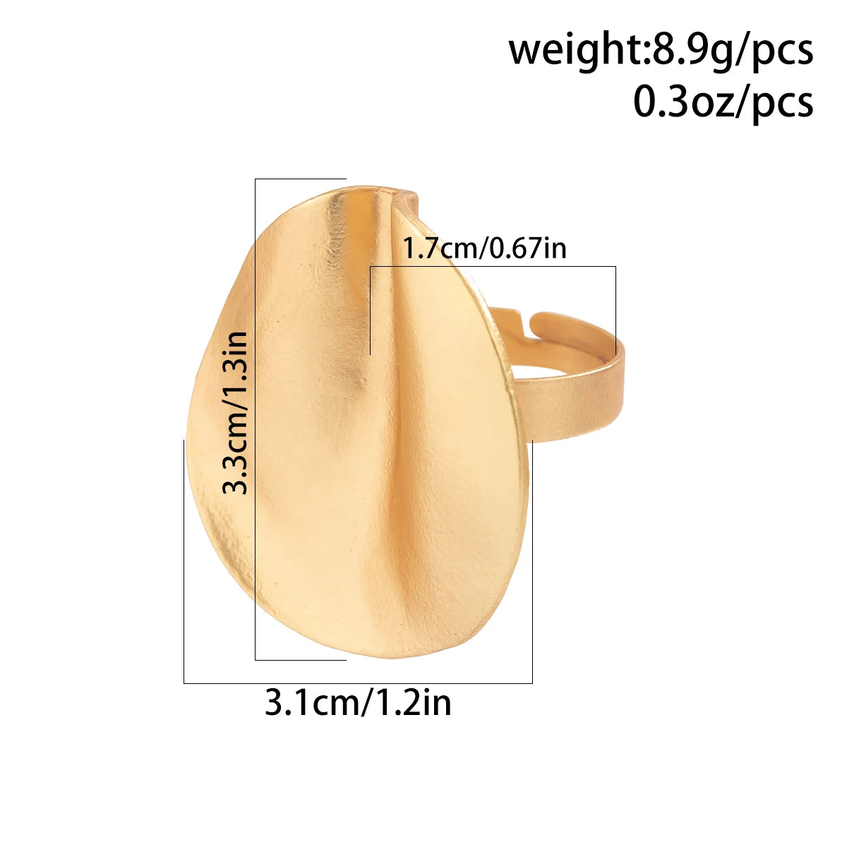 PuRui Unique Irregular Big Cuff Rings for Women Open Matte Gold Color Finger Rings Adjustable Jewelry Punk 2024 Party Wedding