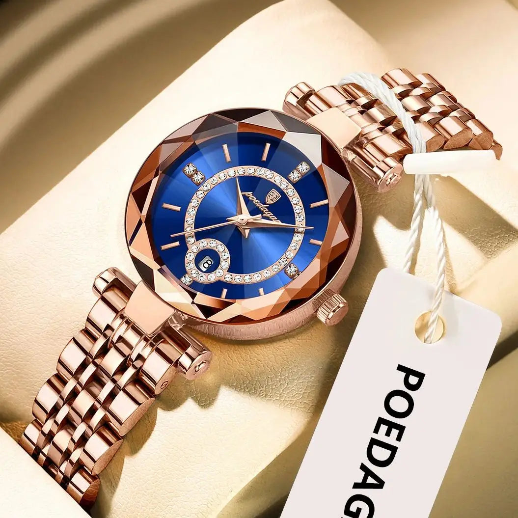 POEDAGAR Luxury Original Watches For Women Waterproof Stainless Steel Date Ladies Watch Diamond Fashion Quartz Woman Watch Reloj