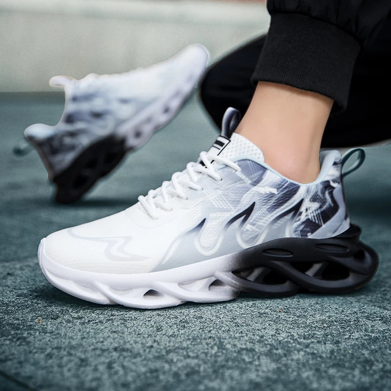 Men Running Shoes Mesh Breathable Flat Cushioning Soft Comfortable Sneakers Outdoor Gym Trendy Casual Jogging Shoes for Men