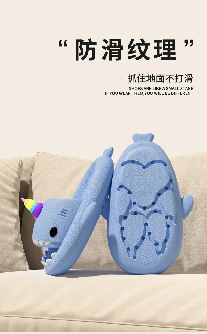 Cute Shark Slippers for Women & Men Summer Platform Night Glow-in-the-Dark Indoor Beach Slides Home Street Wear DIY Accessory