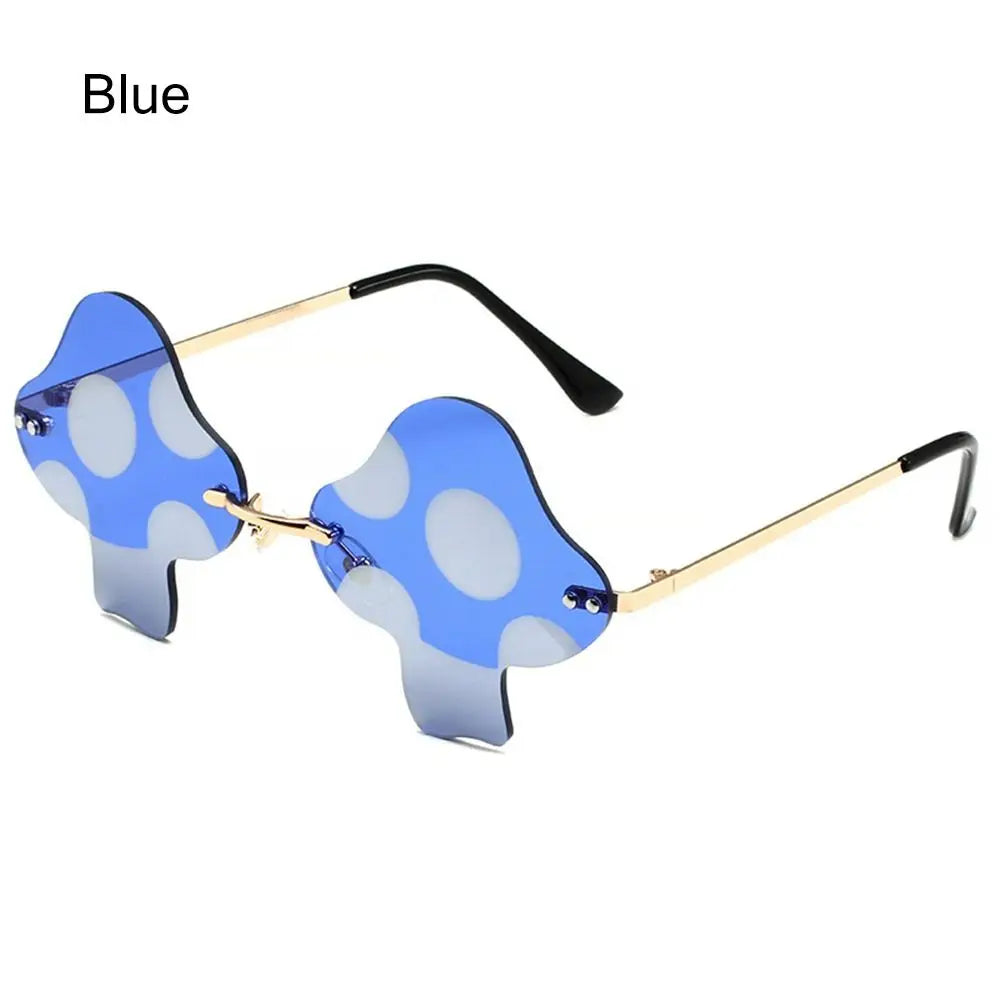 Cartoon Mushroom Shape Sunglasses Women Irregular Rimless Sun Glasses Trendy Funny Sunglasses Outdoor Party Favor Decorations