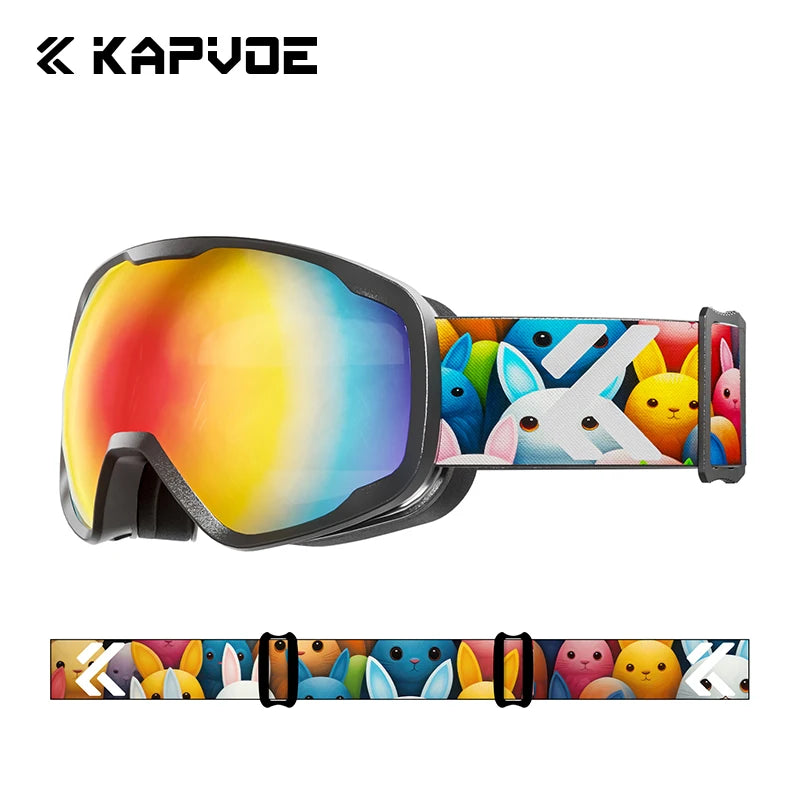 KAPVOE Kids Ski Goggles Double UV400 Kids Skiing Mask Glasses 4-15 years old Professional Anti-fog Child Snowboard Goggles