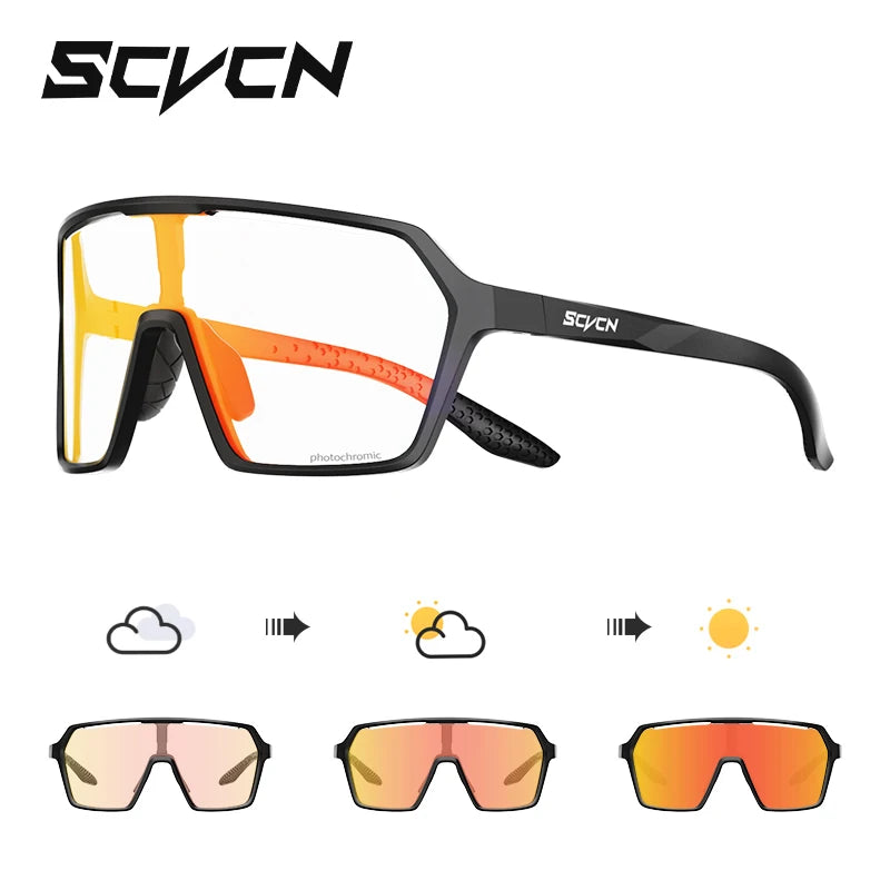 SCVCN New Photochromic Sunglasses MTB Cycling Glasses Outdoor Sports Running Drving Goggles UV400 Protection Bike Eyewear
