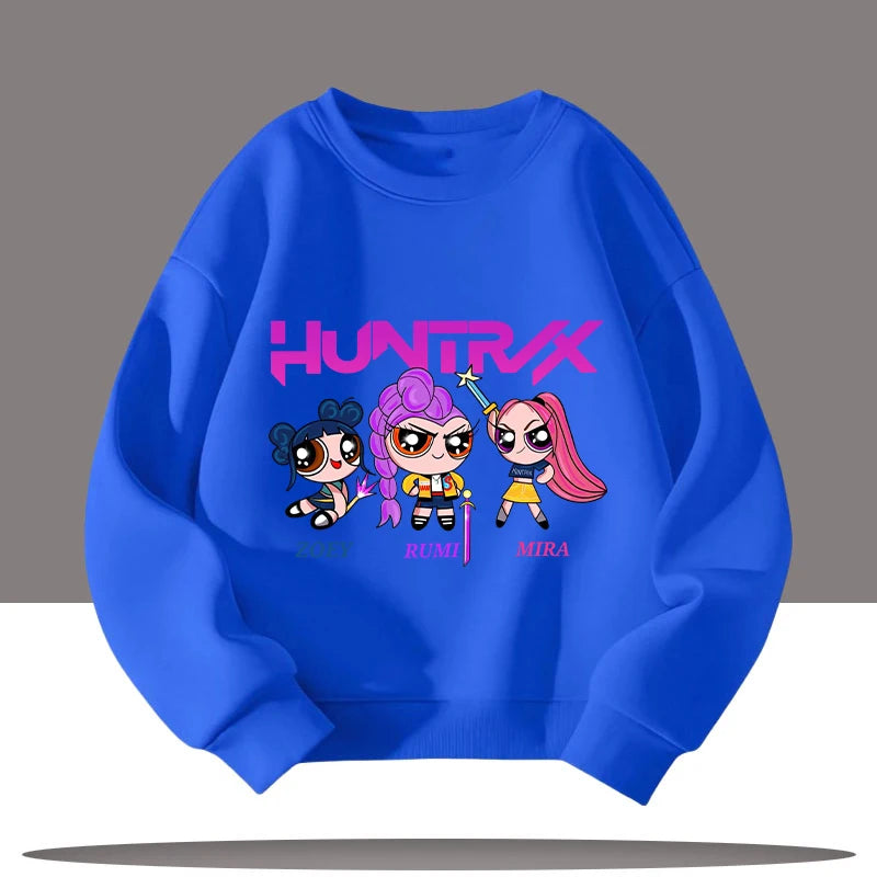 K-pop Demon Hunters Cartoon Print 3-12 Year Old New Style Kids Round-neck Sport Shirt Cute Girl Casual Top Children's Clothing