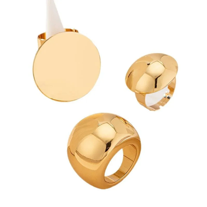 Geometric Disc Smooth Ring Retro Exaggeration Women Girls Product Fashion Jewelry Hot Sale Party Gift 2025 New Style