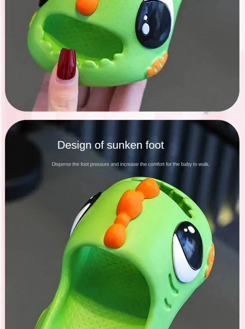 Summer Aged 2-12 Children Slippers Cute Cartoon Dinosaur Beach Sandal For Kids Boys Girls Flip Flops Non-Slip Indoor Home Shoes