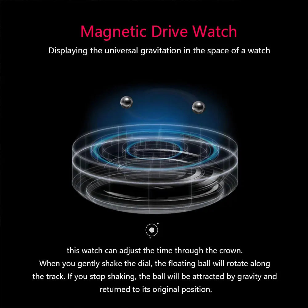 DANIEL GORMAN Red Planet Design Quartz Watch for Men Waterproof Luminous Sport Wristwatch with Magnetic Bead Pointers DG0525Red