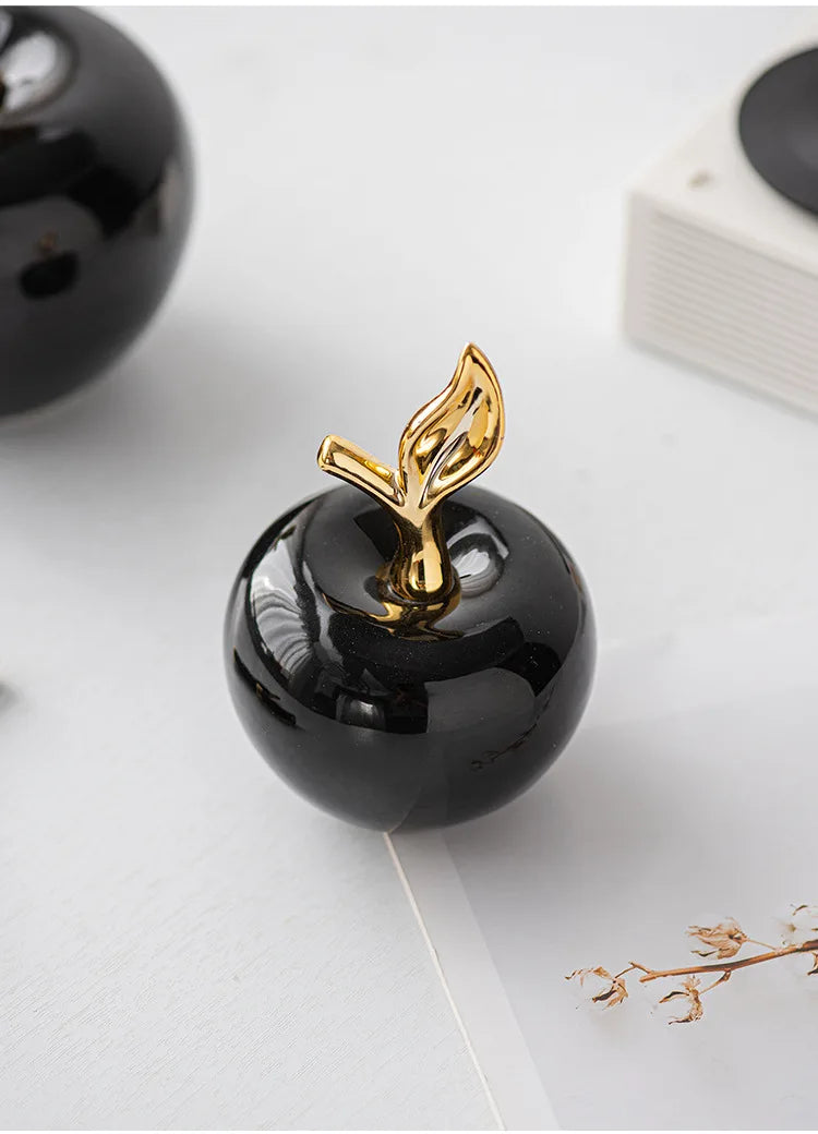 Creative Ceramic Apple Figurines Handicrafts Living Room Art White Apple Sculpture Room Home Decor Accessories Holiday Gifts