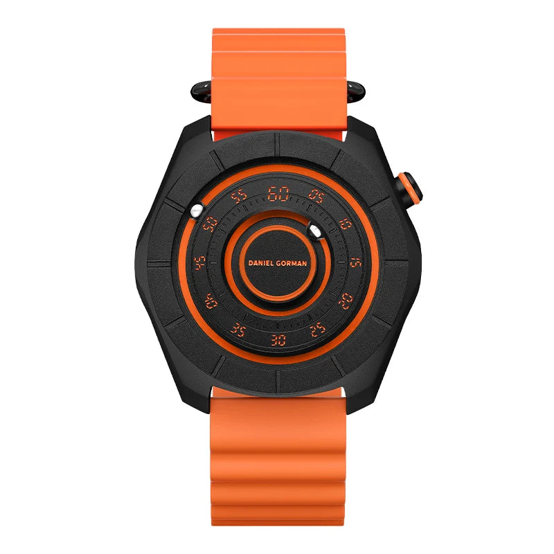 DANIEL GORMAN Magnetic Bead Pointers Quartz Watch for Men Military Sport Waterproof Luminous Wristwatch with Red Strap DG0788