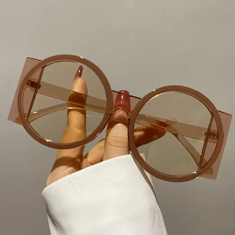 Round Double Color Sunglasses for Women Men Retro Trendy UV400 Sun Glasses Goggles Outdoor Hip Hop Travel Beach Eyewear Goggles