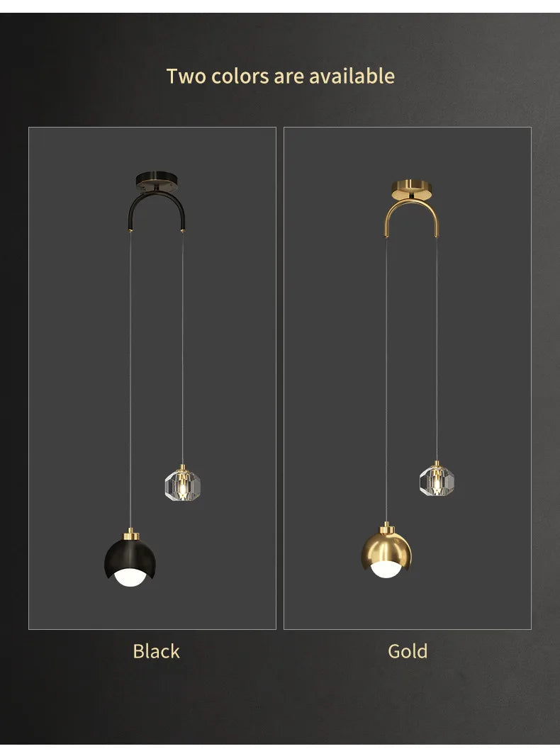 Nordic Luxury Crystal LED Chandelier Double Head Long Line Hanging Lamp For Home Decor Restaurant Bar Bedroom Pendant Lights