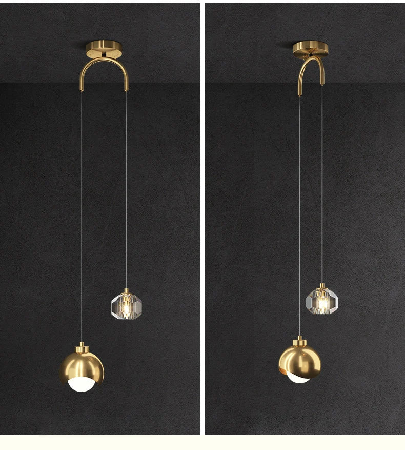 Nordic Luxury Crystal LED Chandelier Double Head Long Line Hanging Lamp For Home Decor Restaurant Bar Bedroom Pendant Lights