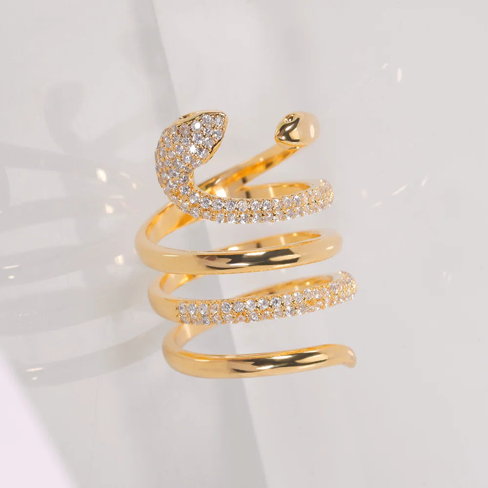 Bridal Talk Serpentine ring AAA Cubic Zirconia sparkling crystal multi-layer design fashion jewelry wedding party date gift