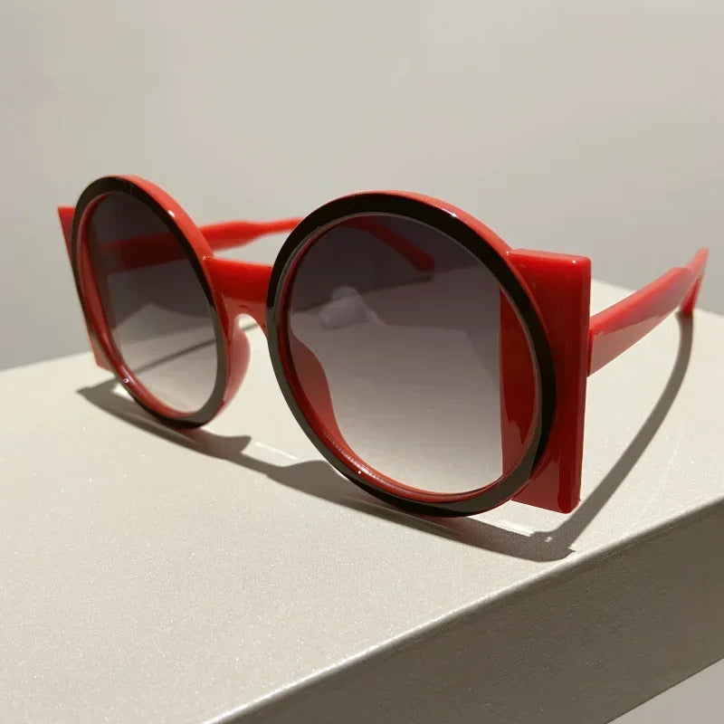 Round Double Color Sunglasses for Women Men Retro Trendy UV400 Sun Glasses Goggles Outdoor Hip Hop Travel Beach Eyewear Goggles