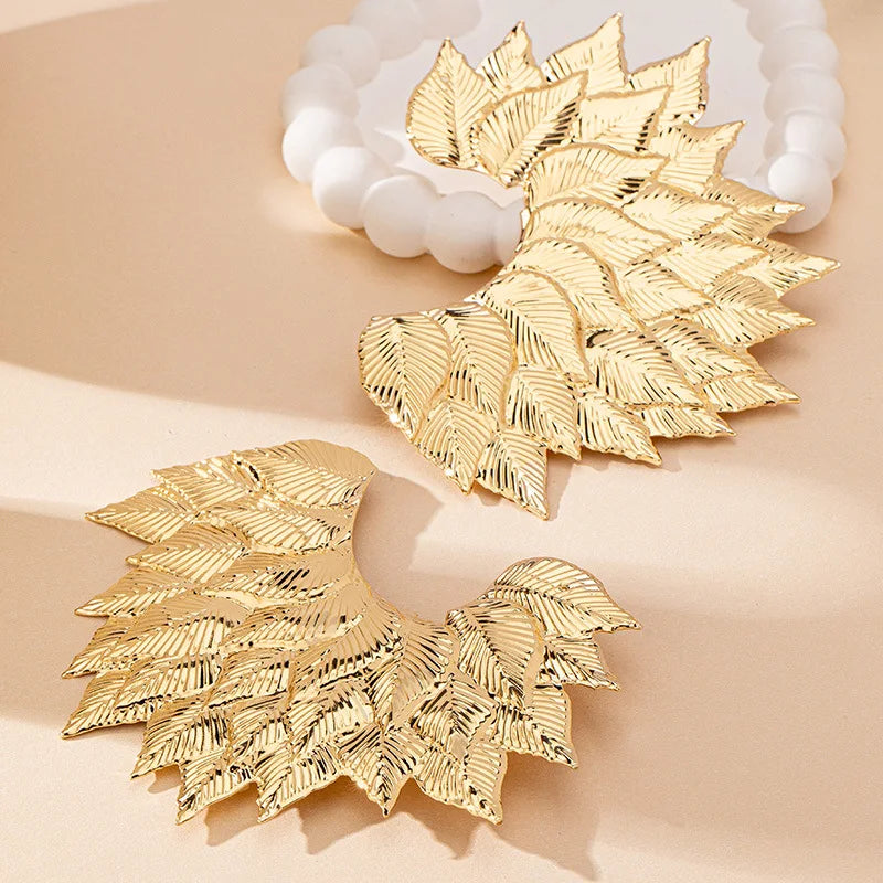 Multilayer Leaf Earrings for Women Simple Fashion Ear Jewelry Accessories Hot Sale Party Gift 2025 New Style