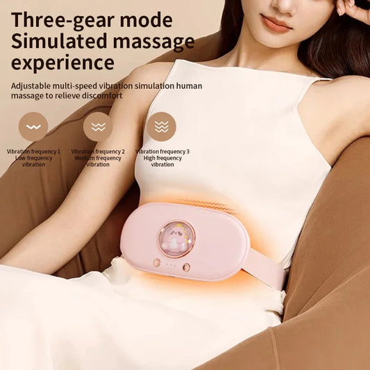 Menstrual Heating Pad Heated Massage Belt Menstrual Pain Relief Hot Compress Pad Abdominal Massage Period Warm Palace Belt