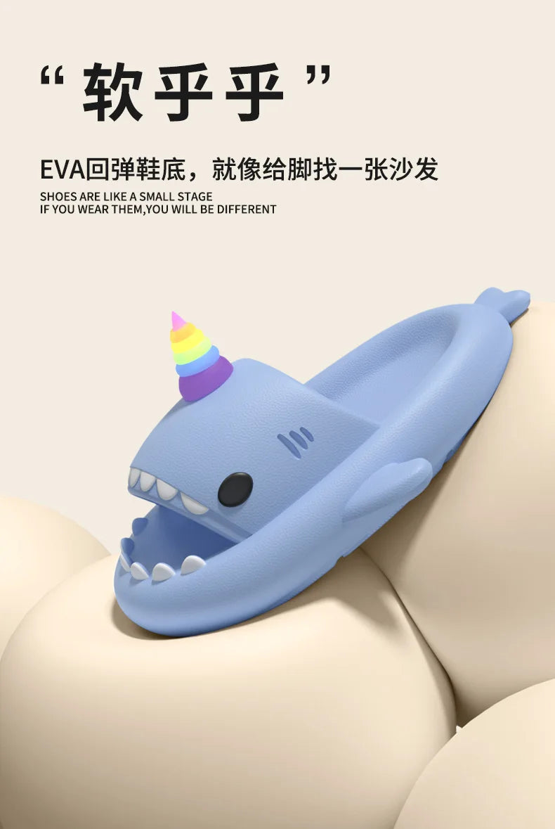 Cute Shark Slippers for Women & Men Summer Platform Night Glow-in-the-Dark Indoor Beach Slides Home Street Wear DIY Accessory