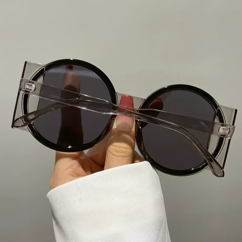 Round Double Color Sunglasses for Women Men Retro Trendy UV400 Sun Glasses Goggles Outdoor Hip Hop Travel Beach Eyewear Goggles