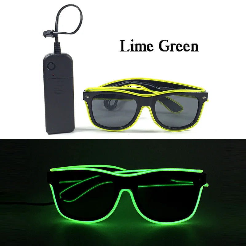 Fashion Luminous Decorative Glasses Neon Light Decoration LED Sunglasses For Nightclub DJ Dance Music Rave Costume Night