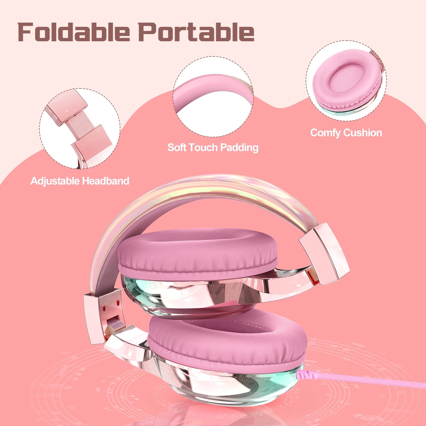 Stylish Soundproof Kids Wired Headphones For Toddler Preschool, 3.5mm Jack, 85/94dB Volume limited Headset For Travel Homeschool