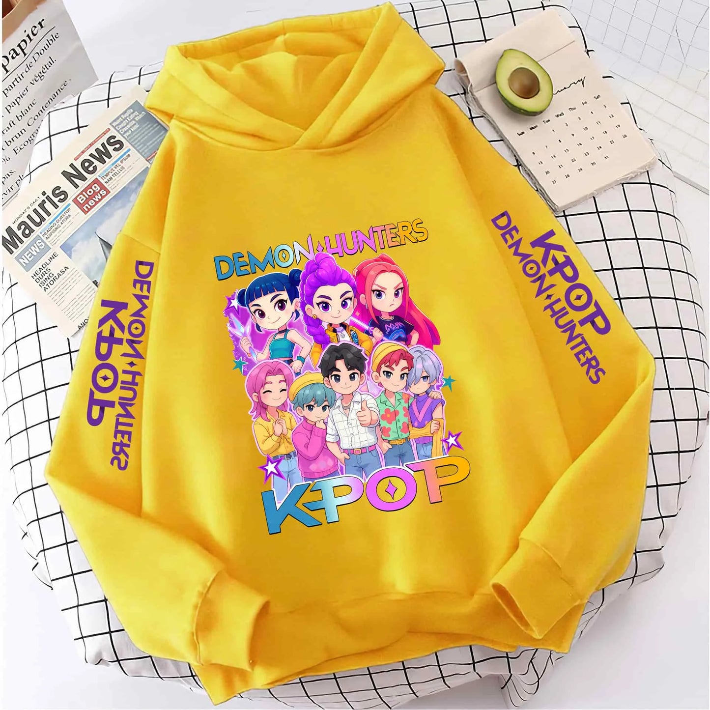 Cute Girls Hooded Sweatshirt Warm Rumi KPop Demon Hunter Cartoon Children's Wave Fashion Casual Tops Casual Black Pink Clothing