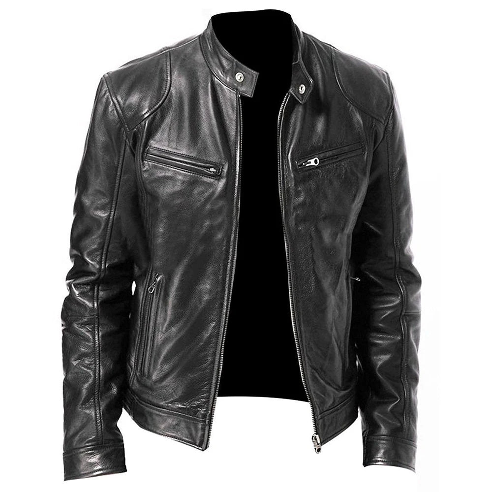 PU Leather Motorcycle Jacket Men's Chaqueta Moto Spring Autumn Motorbike Motocross Riding Jacket Protective Gear Racing Clothing