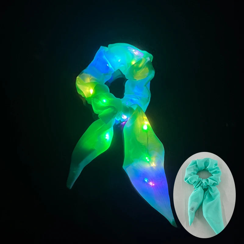 1/10 Pcs LED Luminous Scrunchies Glowing Hairband Girl Light Up Hair Scrunchy Birthday Party Headwear Supplies Hair Accessories