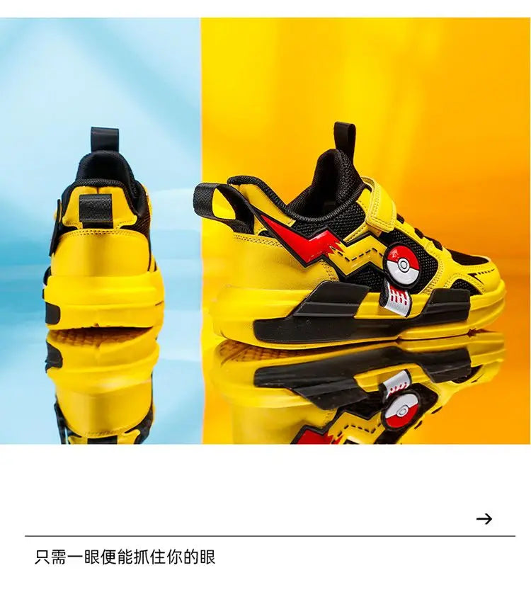 Pokemon Pikachu Children Sports Shoes Spring and autumn Fashion Anime Boy Sneakers Student Breathable Non-slip Running Shoe