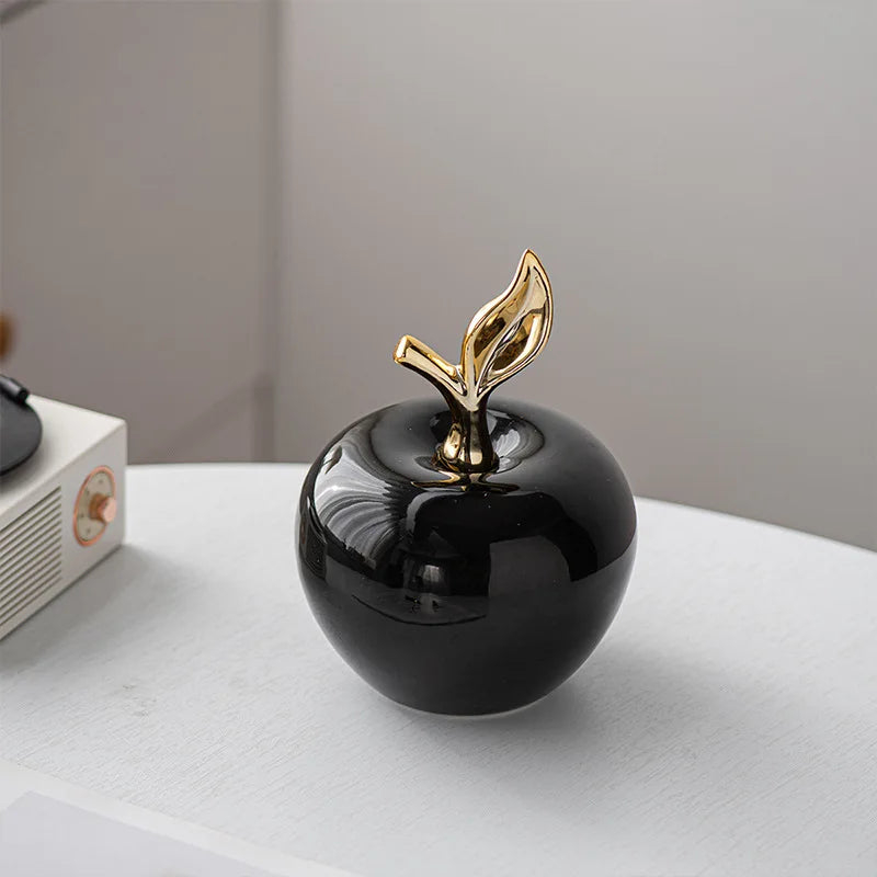 Creative Ceramic Apple Figurines Handicrafts Living Room Art White Apple Sculpture Room Home Decor Accessories Holiday Gifts